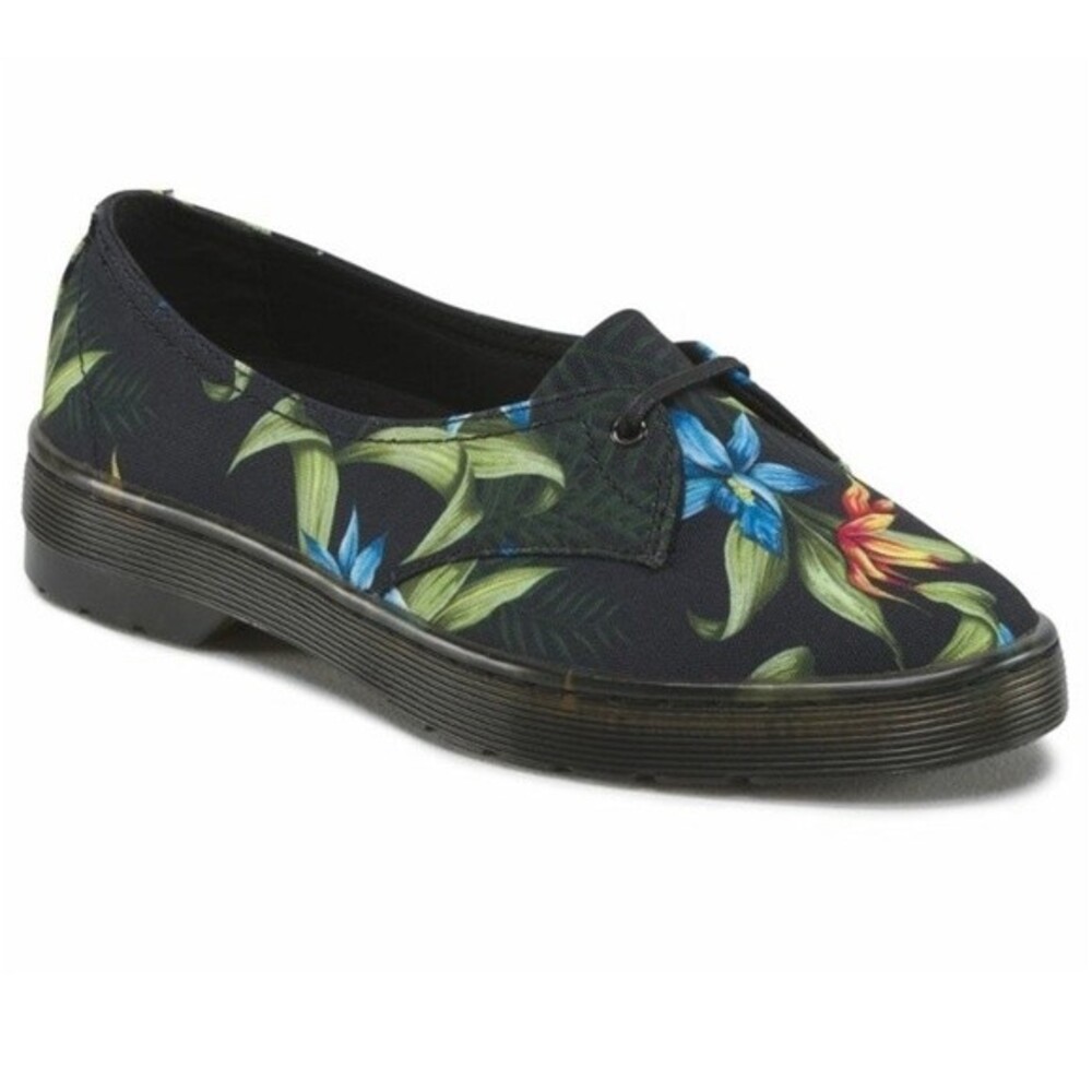 Dr. Martens Morada Black Hawaiian Floral T Canvas Shoes 9 NWOB